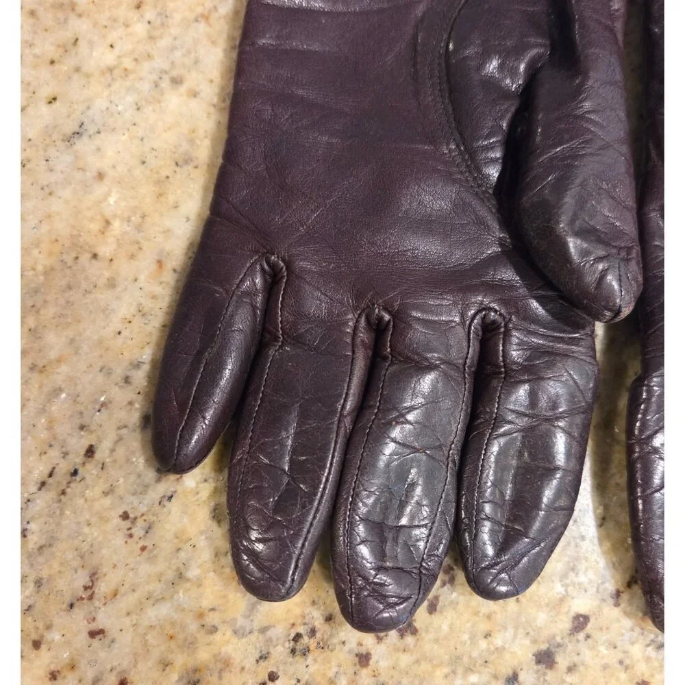 Vintage Womens Size M Burgundy Leather Lined 10